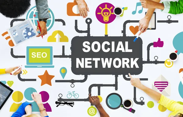Conceito de conexão de rede de mídia social — Fotografia de Stock