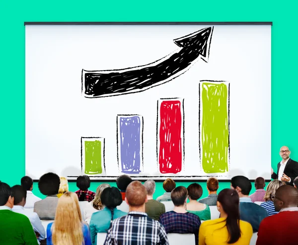 Diverse people and Bar Graph Concept — Stock Photo, Image