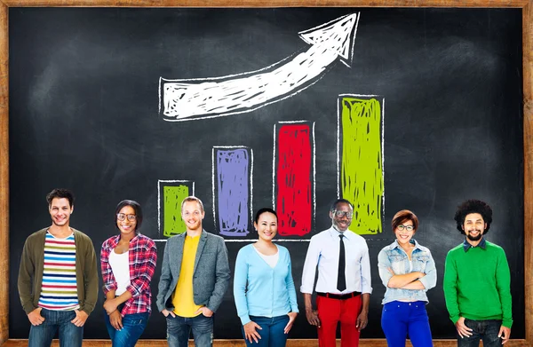 Diverse people and Bar Graph Concept — Stock Photo, Image