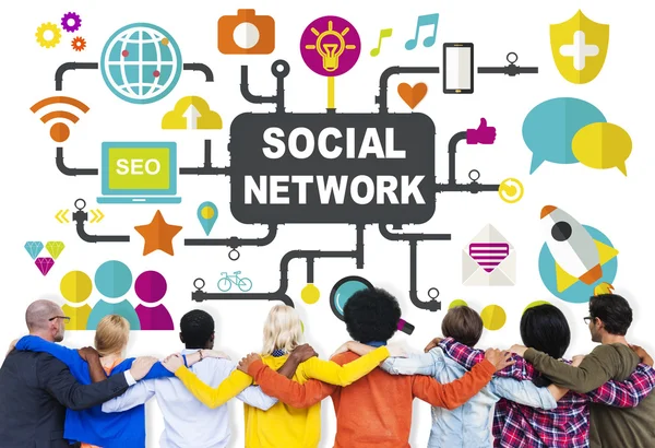 Concetto di connessione alla rete di social media — Foto Stock