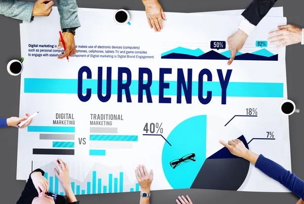 Valuta pengar finansiella resultat koncept — Stockfoto