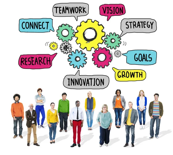 Teamwork verbindet Strategie und Konzept — Stockfoto