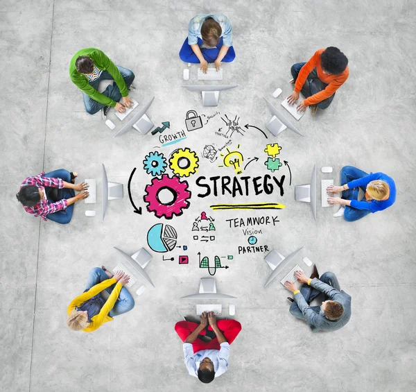 Strategi lösning taktik lagarbete koncept — Stockfoto