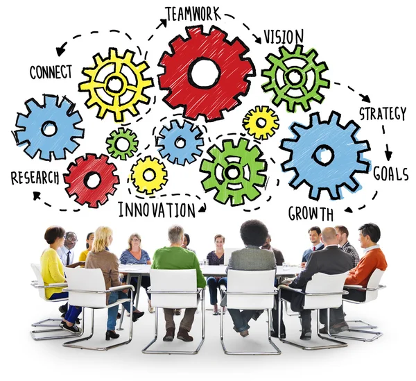 Equipo Trabajo en equipo Objetivos Concepto de Estrategia — Foto de Stock