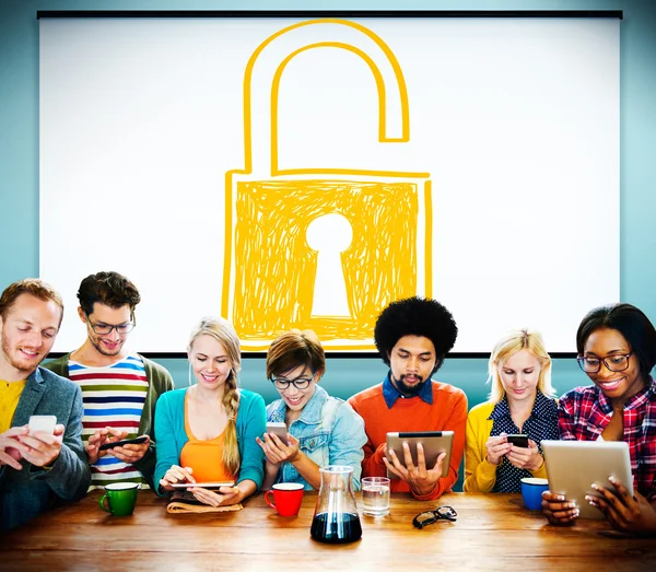 Business people and Sucurity Lock Guard Concept — Stock Photo, Image