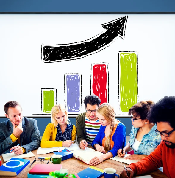 Diverse people and Bar Graph Concept — Stock Photo, Image