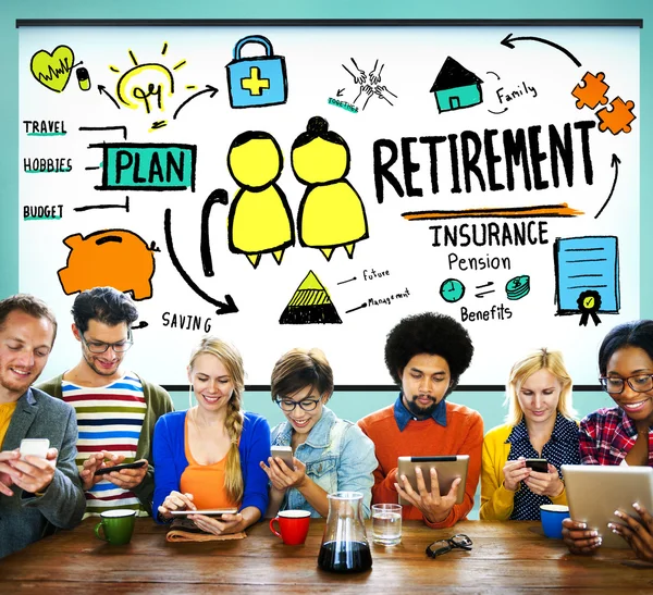 Seguro de aposentadoria Benefícios do plano Conceito — Fotografia de Stock