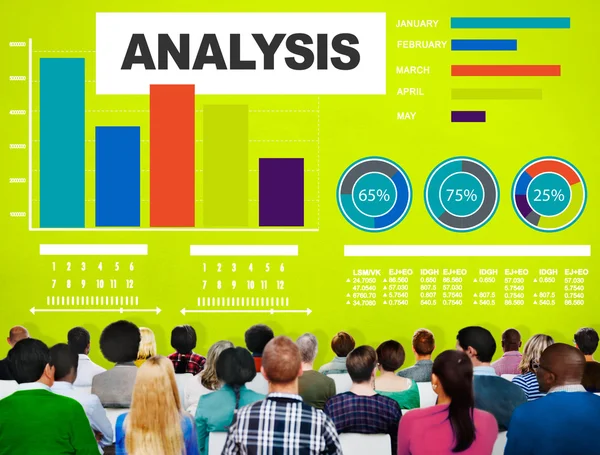 Elemzés Bar graph diagramon koncepció — Stock Fotó