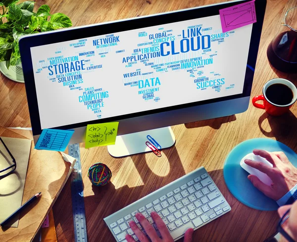 Länk Cloud Computing Data Information koncept — Stockfoto