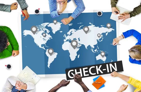 Check-in Reisestandortkonzept — Stockfoto