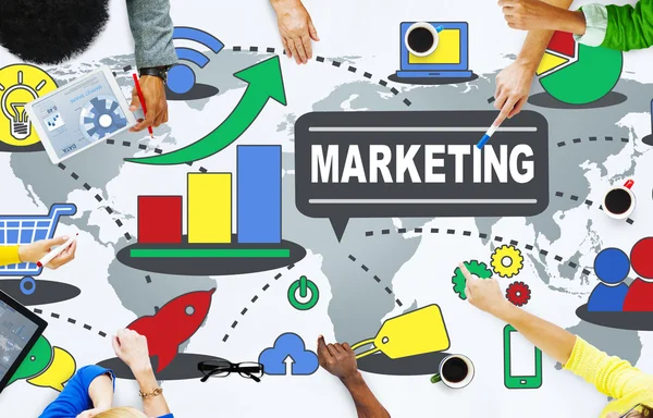 Concepto de crecimiento empresarial global de marketing — Foto de Stock