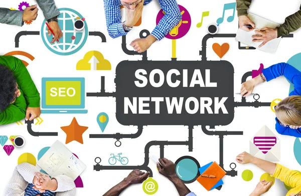 Концепція з'єднання мереж соціальних мереж — стокове фото
