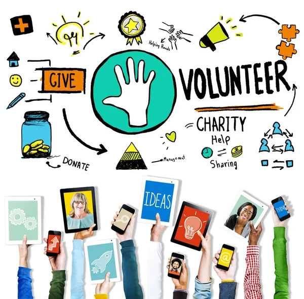 Voluntariado Caridad Ayuda Concepto Asistente —  Fotos de Stock