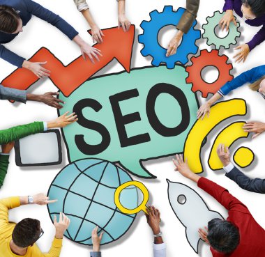 Seo sembolleri birlikte grup insan