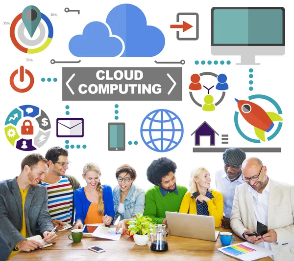 Concepto de computación en nube de comunicaciones globales —  Fotos de Stock