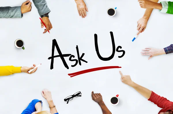 People and Ask Us Concept — Stock Photo, Image