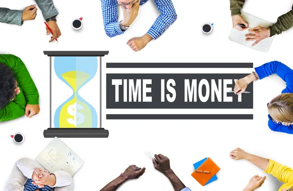 Концепція Time Money HourGlass — стокове фото