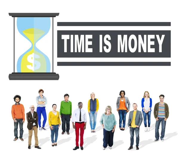 Tiempo dinero HourGlass Concepto — Foto de Stock