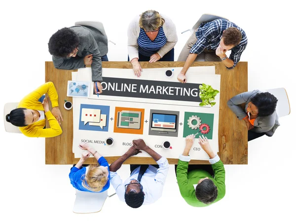Concepção de conteúdo de negócios de marketing online — Fotografia de Stock