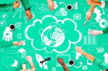 Global Communication Social Network Concept