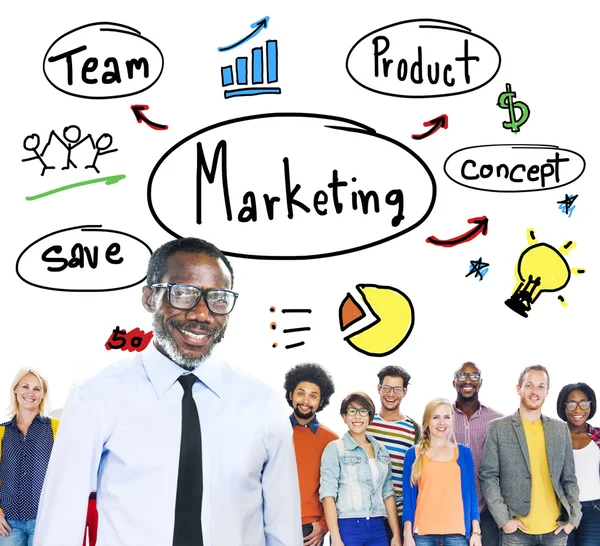 Marketing strategi Team affärsidé — Stockfoto