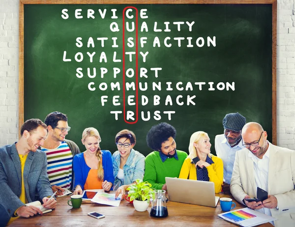 Ügyfél szolgáltatás minőségi megelégedettség koncepció — Stock Fotó