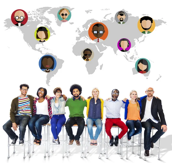 Comunità Globale Mondo Persone Social Networking Connessione — Foto Stock