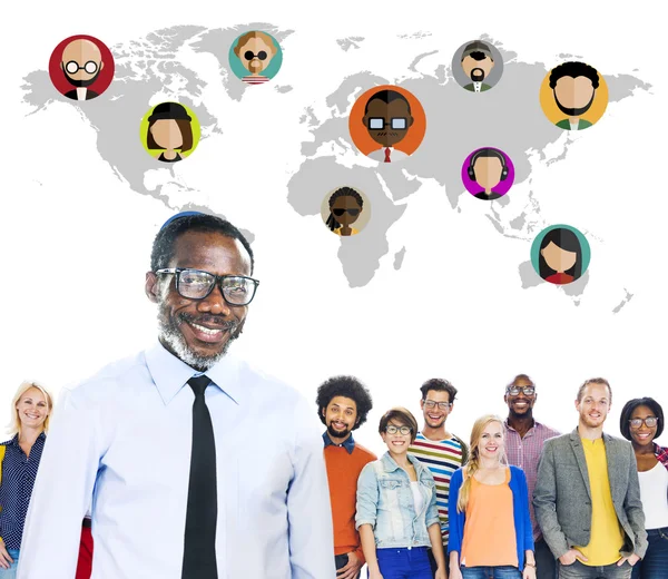 Comunità Globale Mondo Persone Social Networking Connessione — Foto Stock