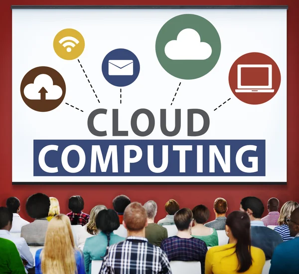 Oamenii și Conceptul de Cloud Computing Online — Fotografie, imagine de stoc