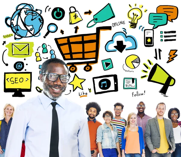 Concetto di leadership del team di marketing online — Foto Stock