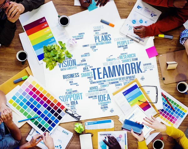 Global mensen discussie vergadering steun Teamwork — Stockfoto