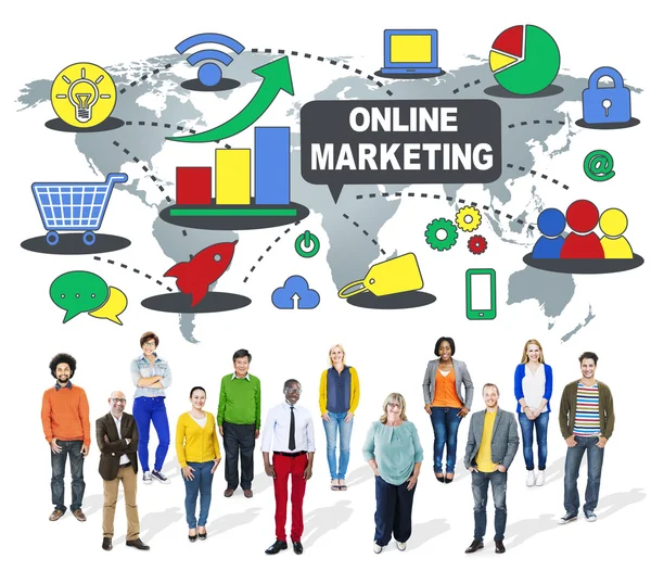 Personnes et concept de marketing en ligne — Photo