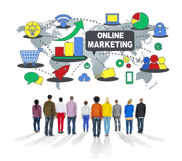 Pessoas e conceito de marketing online — Fotografia de Stock