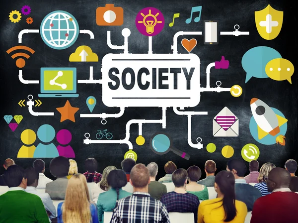 Sociedad Redes Sociales Conexión a Redes Sociales — Foto de Stock
