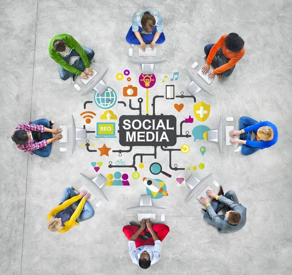 Social Media Connessione di social network globale — Foto Stock