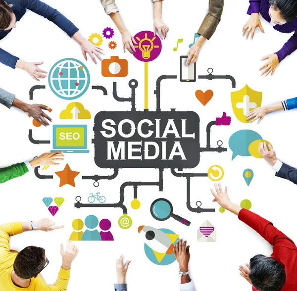 Sociale media sociale netwerken verbinding global — Stockfoto