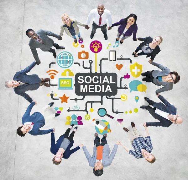 Szociális média társadalmi hálózat kapcsolat globális — Stock Fotó