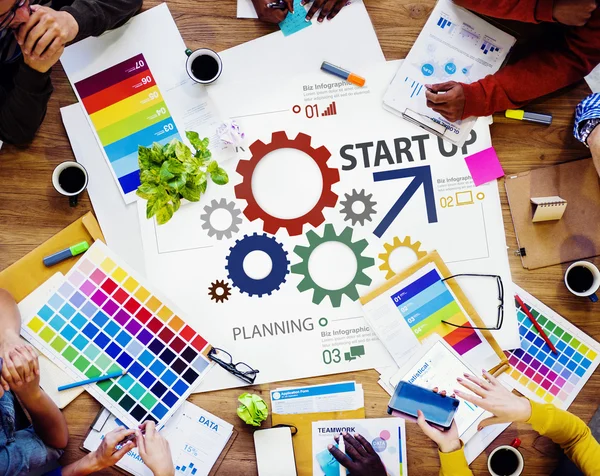 Start nytt Business Plan strategi lagarbete — Stockfoto