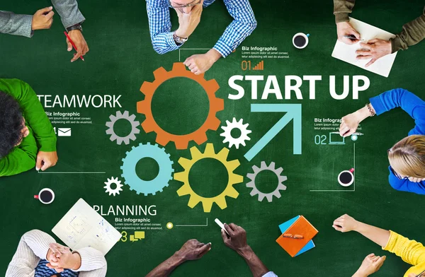 Start-up neue Businessplan-Strategie Teamarbeit — Stockfoto