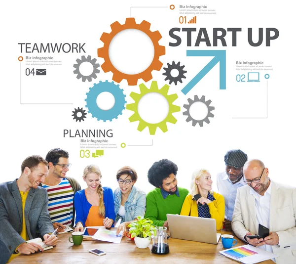 Opstarten nieuwe Business Plan strategie Teamwork — Stockfoto