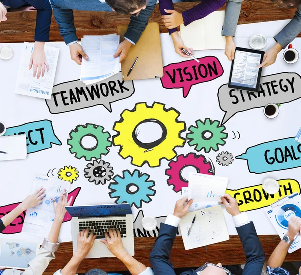 Teamwork ansluta strategi koncept — Stockfoto