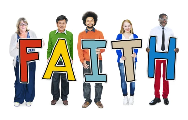 People Holding Letters with Faith Concept — Stock Photo, Image