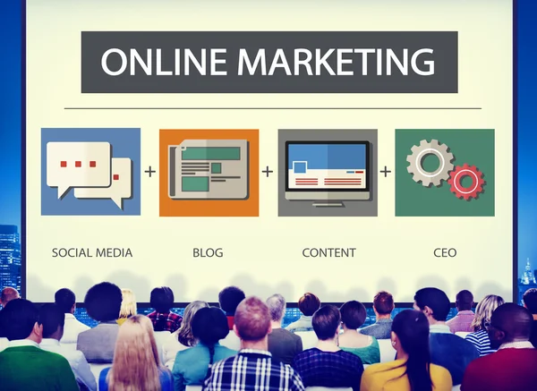 Conceito de Estratégia de Marketing Online — Fotografia de Stock