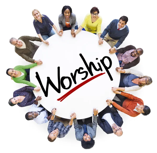 Group of People Around the Word Worship — Stock Photo, Image