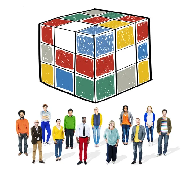 Puzzle Cube Intelligence Concept — Stock Photo, Image