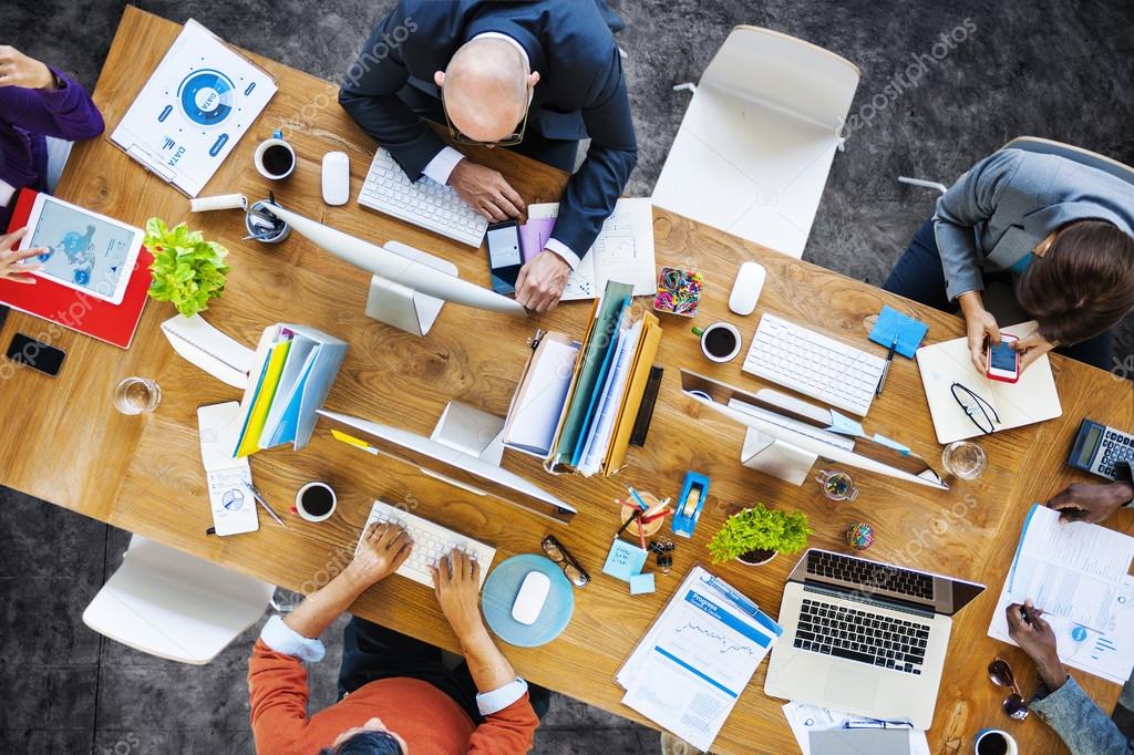 Group of Busy People Working in an Office