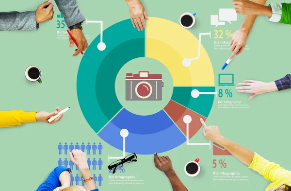 Conceito de Diagrama Gráfico de Compartilhamento de Marketing — Fotografia de Stock