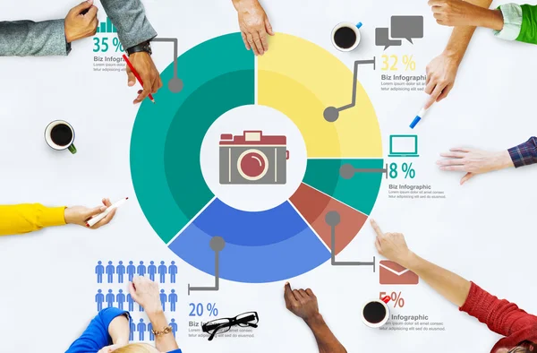 Marketing, sdílení graf Diagram koncept — Stock fotografie