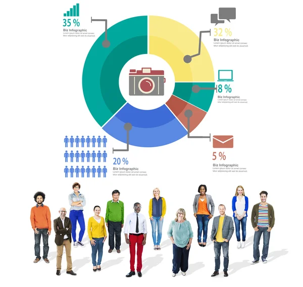 Conceito de Diagrama Gráfico de Compartilhamento de Marketing — Fotografia de Stock