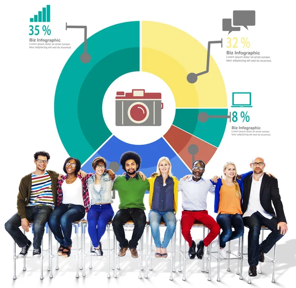 Conceito de Diagrama Gráfico de Compartilhamento de Marketing — Fotografia de Stock